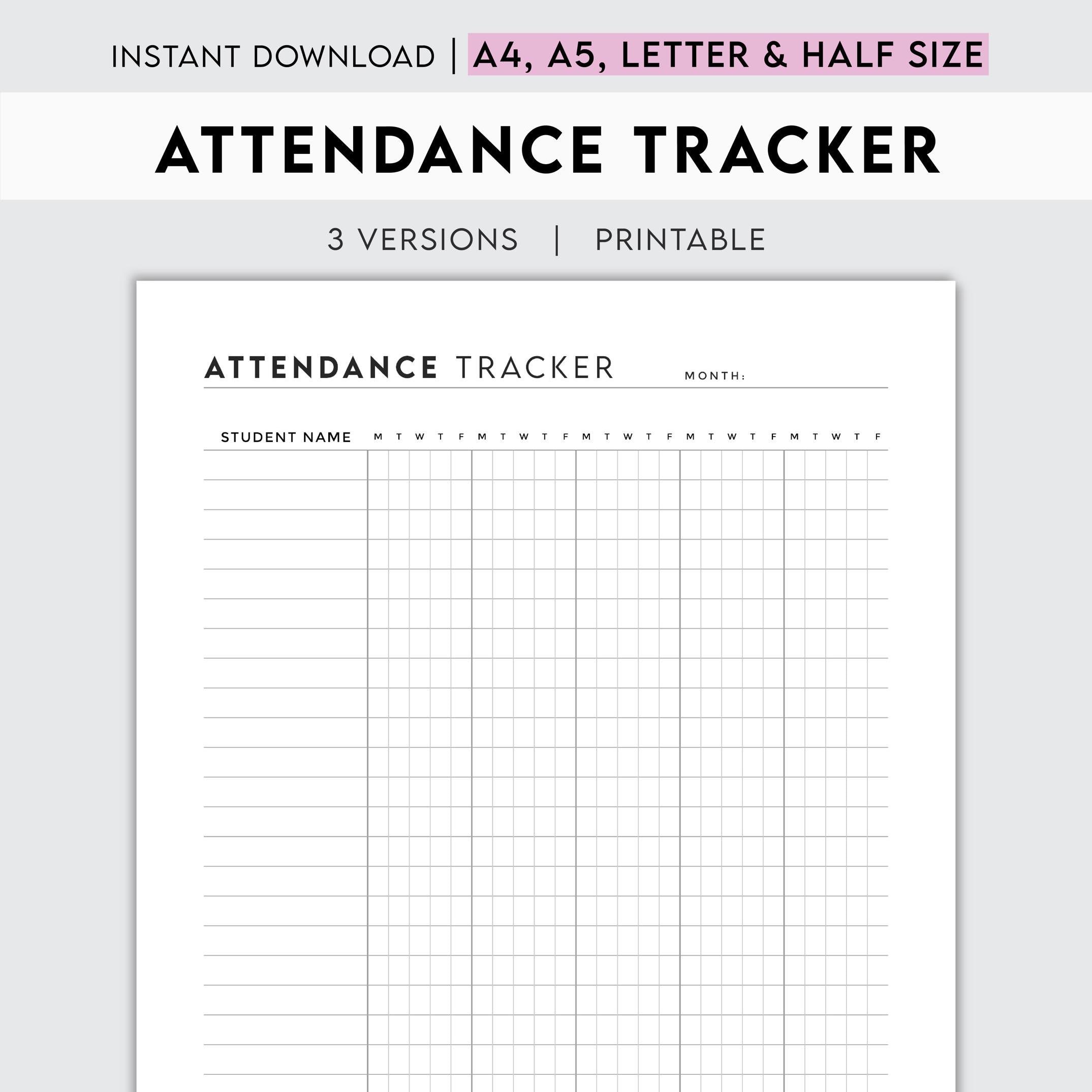 Attendance Tracker Printable – Classroom Homeschool Management (digital ...