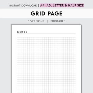 Grid Page Printable Template - Versatile Journal Sheets for Note Taking, Sketching & Project Planning With 3 Minimalist Grid Designs