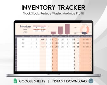 Inventory Tracker Template - Automated Google Sheets Tool, Stock Management System, Small Business Inventory Control