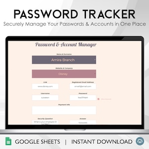 Password Tracker Spreadsheet | Secure Login & Account Organizer