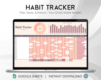 Daily Habit Tracker Sheet, Goal Planner (Google Sheets)