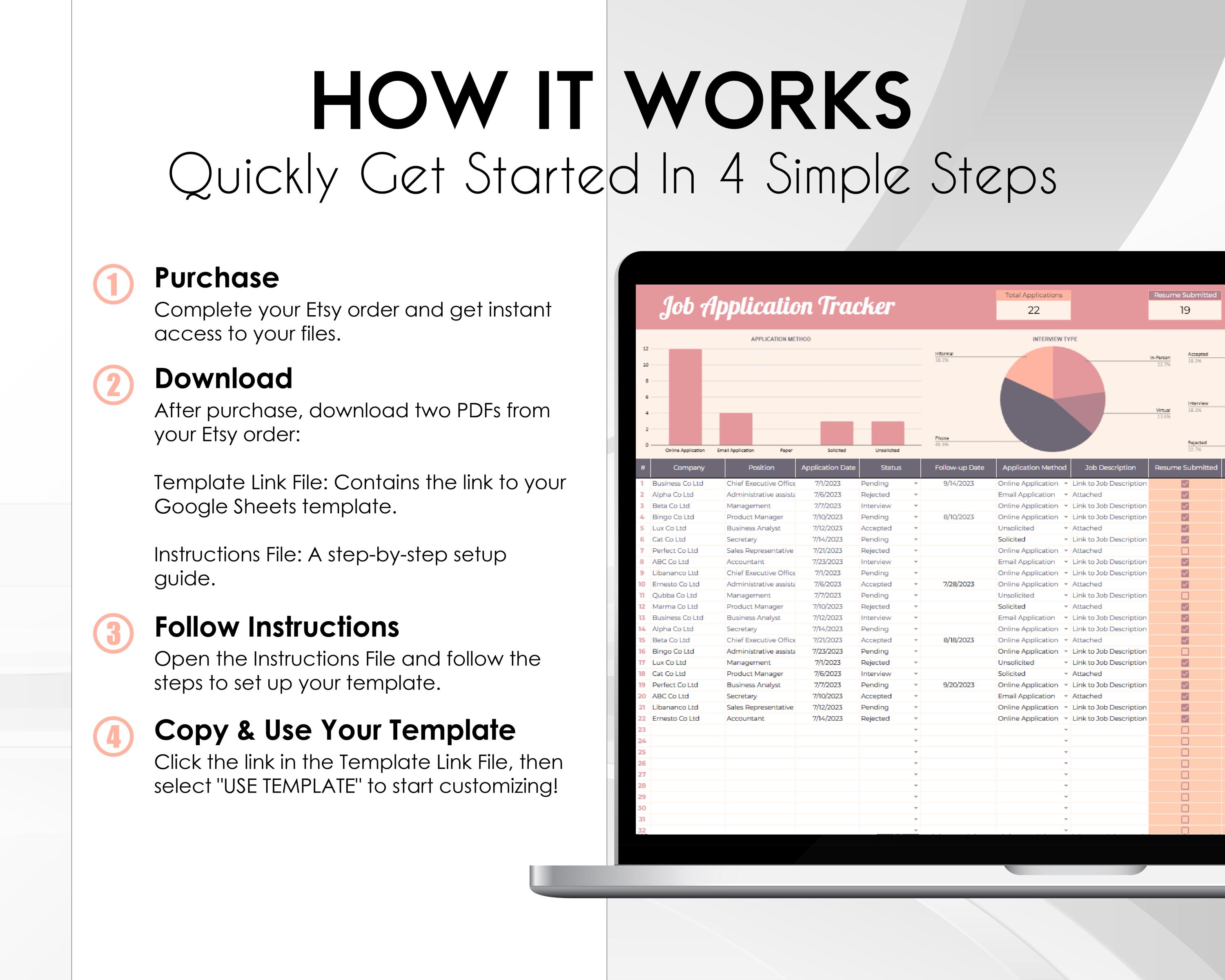 Job Search Log Graph Job Application Tracker Spreadsheet | Job Search Planner & Interview ...