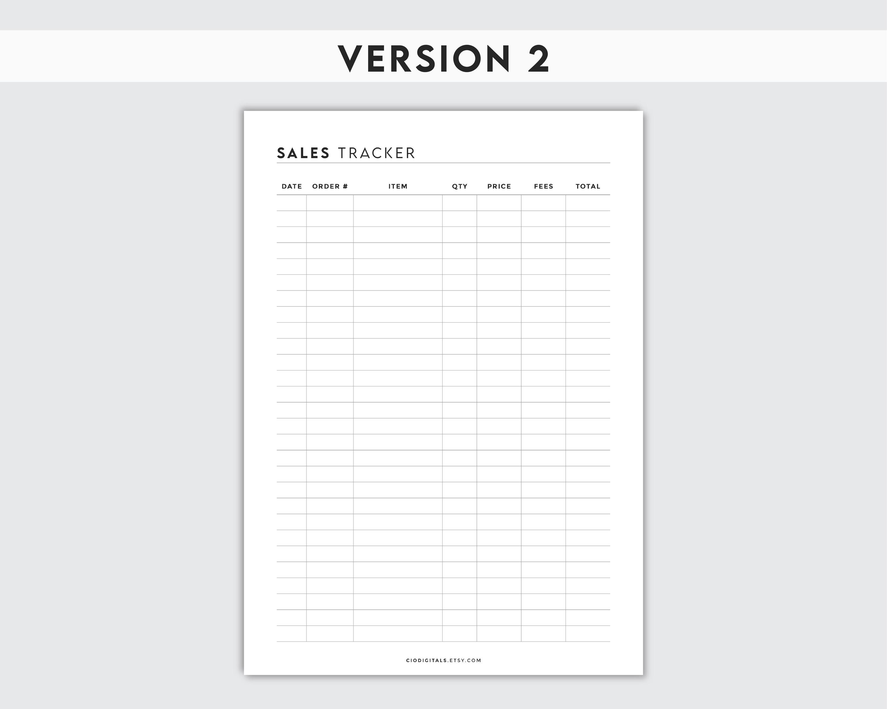 Pro Tracker Worksheet Sales Tracker Printable | Revenue Organizer Inventory Log | Business ...