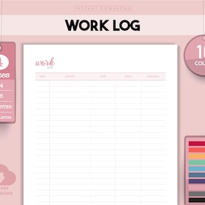 Time Log, Work Log, Time Tracker, Task Log, Work Time, Working Hours Log, Working Hours, Project Time, Activity Tracker, Time Spent, Daily