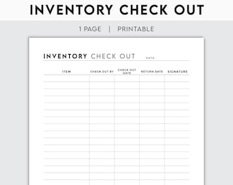 Inventory Checkout Tracker Printable | Stock Management Equipment Log | Item Asset Control Sheet | Business Supply Organizer Tool