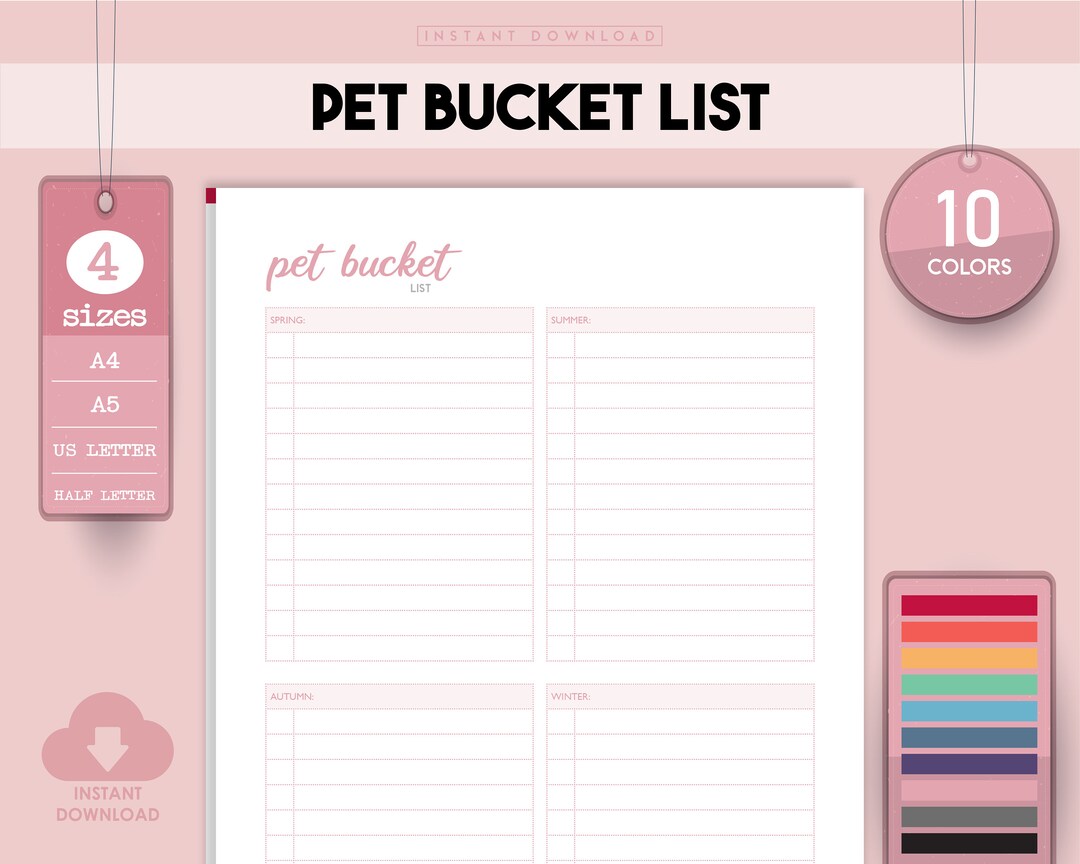 Pet Bucket List, Fall Bucket List, Bucket List Ideas, Digital Download