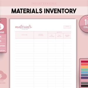 Materials Inventory, Inventory Tracker, Inventory Template, Google Sheets, Small Business Form, Business Planner, Inventory Management