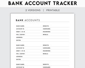 Printable Bank Account Tracker – Password & Credit Card Log (Digital Download)