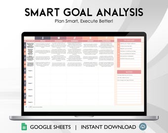 Smart Goal Analysis Spreadsheet | Goal Setting & Tracking Planner