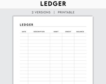 Printable Ledger Book | Accounting & Finance Log | Business Record, Ledger Sheet | Instant Download