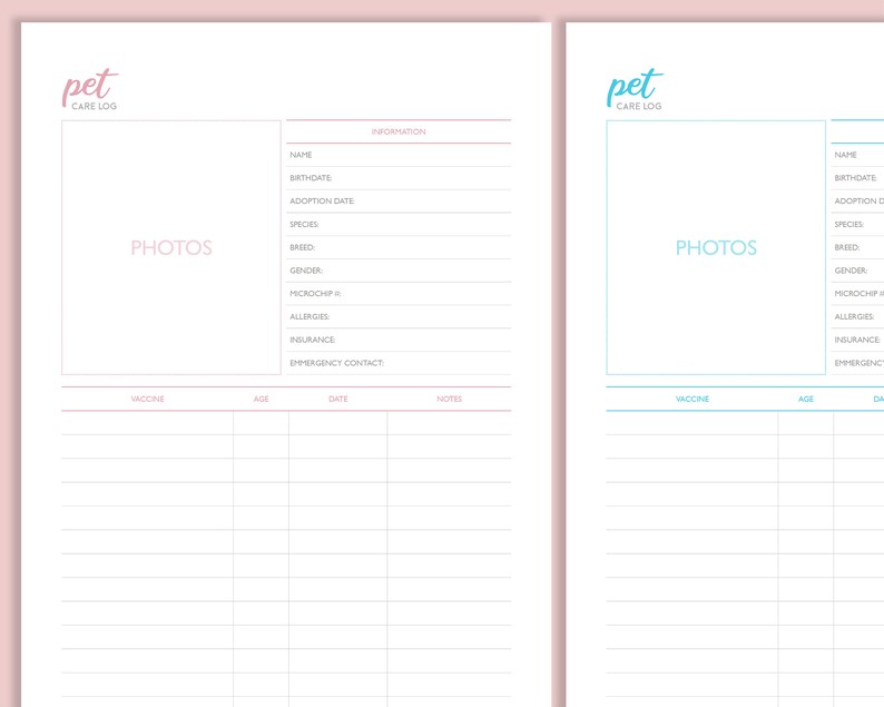 Pet Care Planner, Pet Sitter Forms, Dog Health Record (PDF) image 3