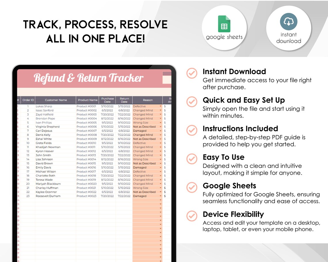 Refund & Return Tracker Template - Automated Google Sheets Tool ...