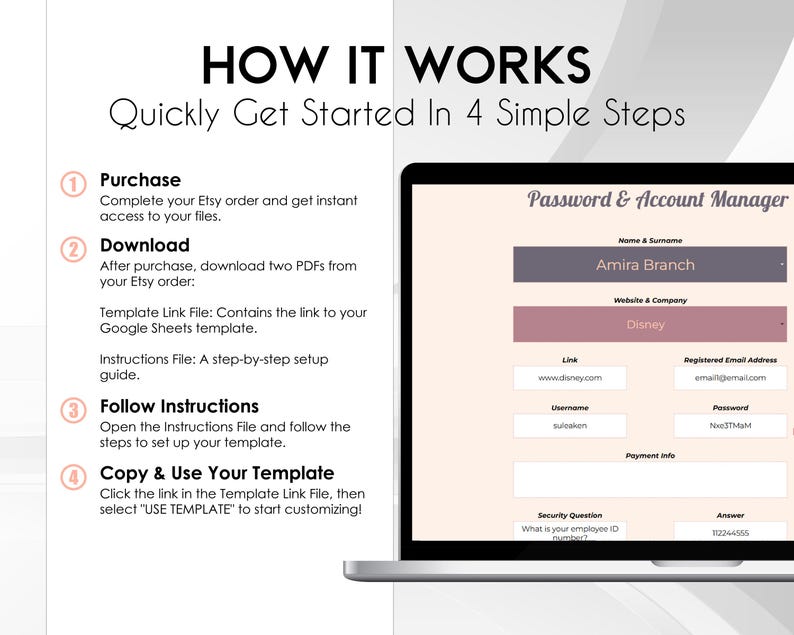 Hoja de cálculo de seguimiento de contraseñas / Inicio de sesión seguro y organizador de cuentas imagen 6