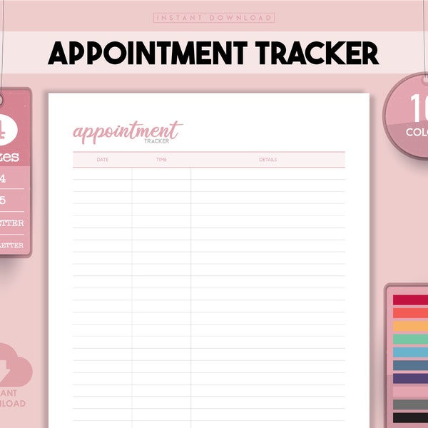 Appointment Planner, Appointment Tracker, Printable Insert, Meeting Tracker, Appointment Reminder, Appointment Book, Personal Work