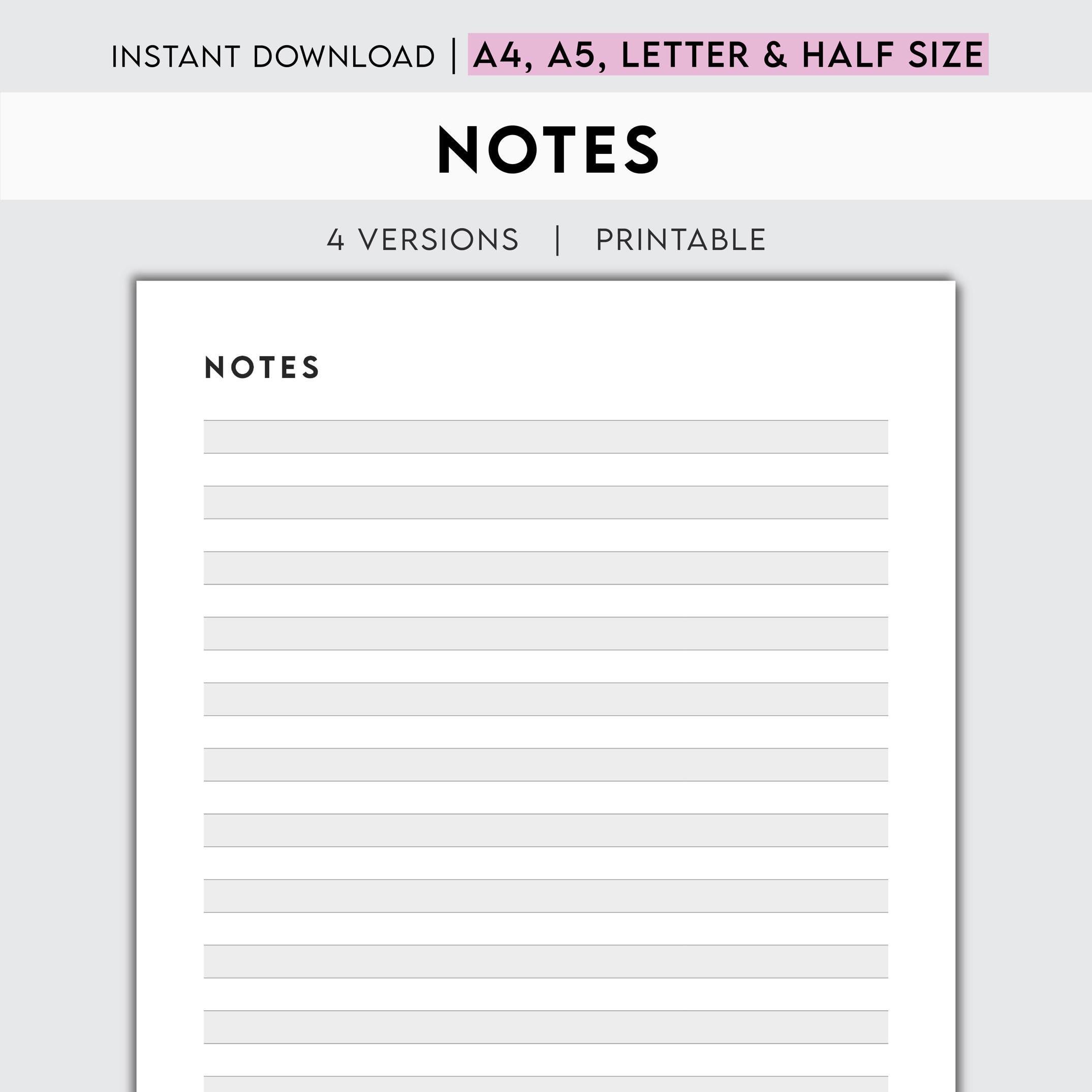 Printable Notes Template - Versatile Journal Pages for Study Planning ...