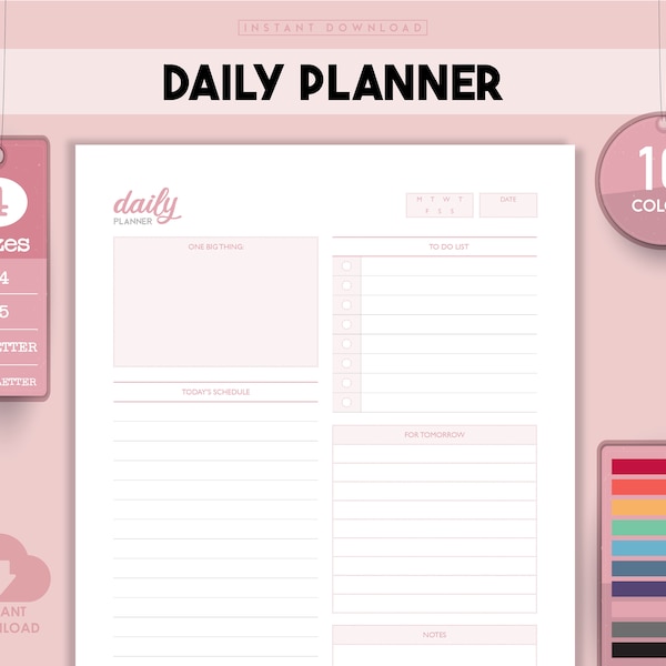 Daily To Do List, Day Plan, Productivity Planner, Time Blocking, Daily Agenda, Daily Template, Everyday Planner, Time Tracker, Work Planner