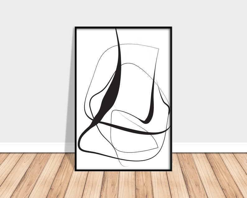 Set of 3 Wall Art Black And White Art Mid Century Art Living Etsy