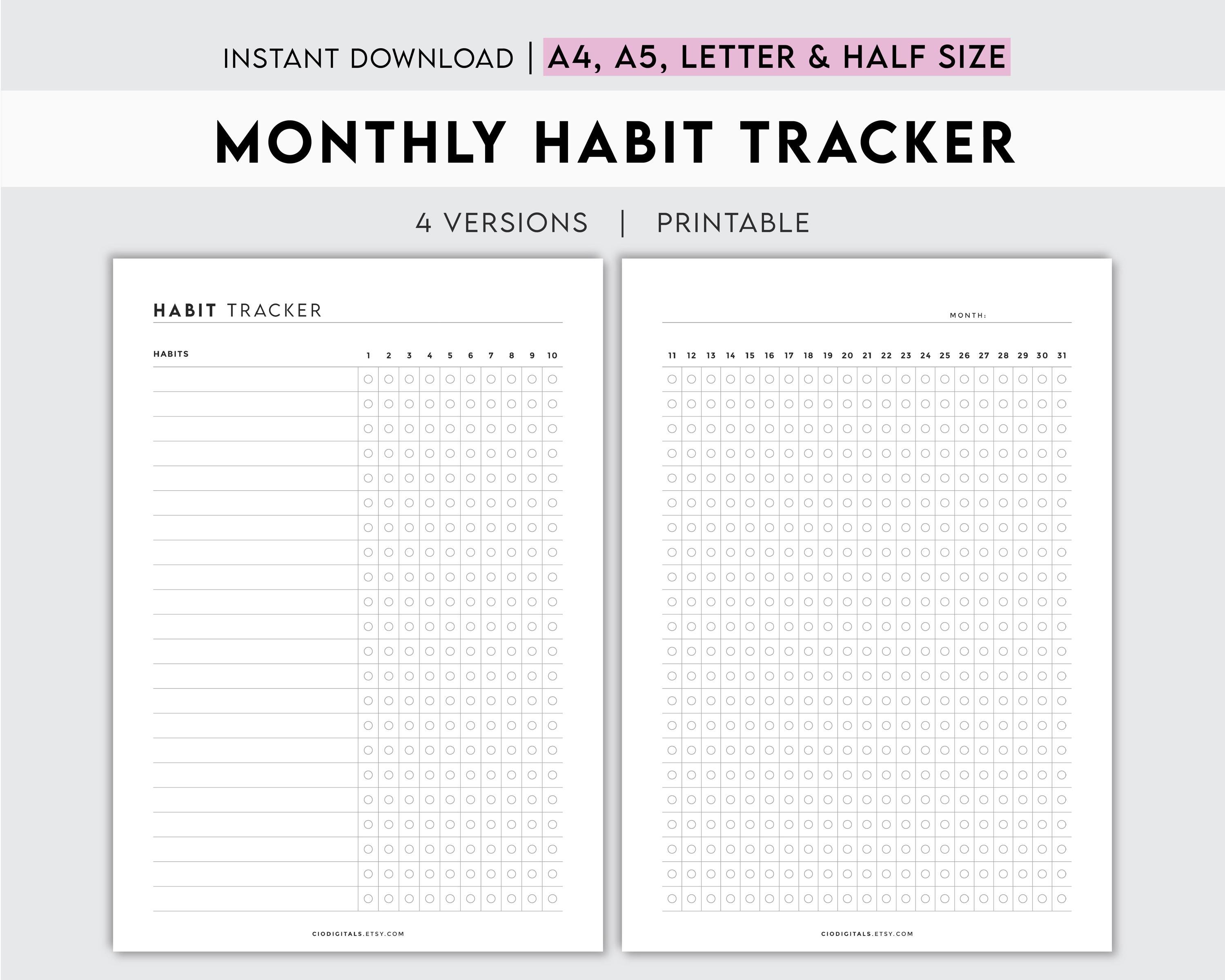 Printable Monthly Habit Tracker | Routine Planner (digital Download) - Etsy