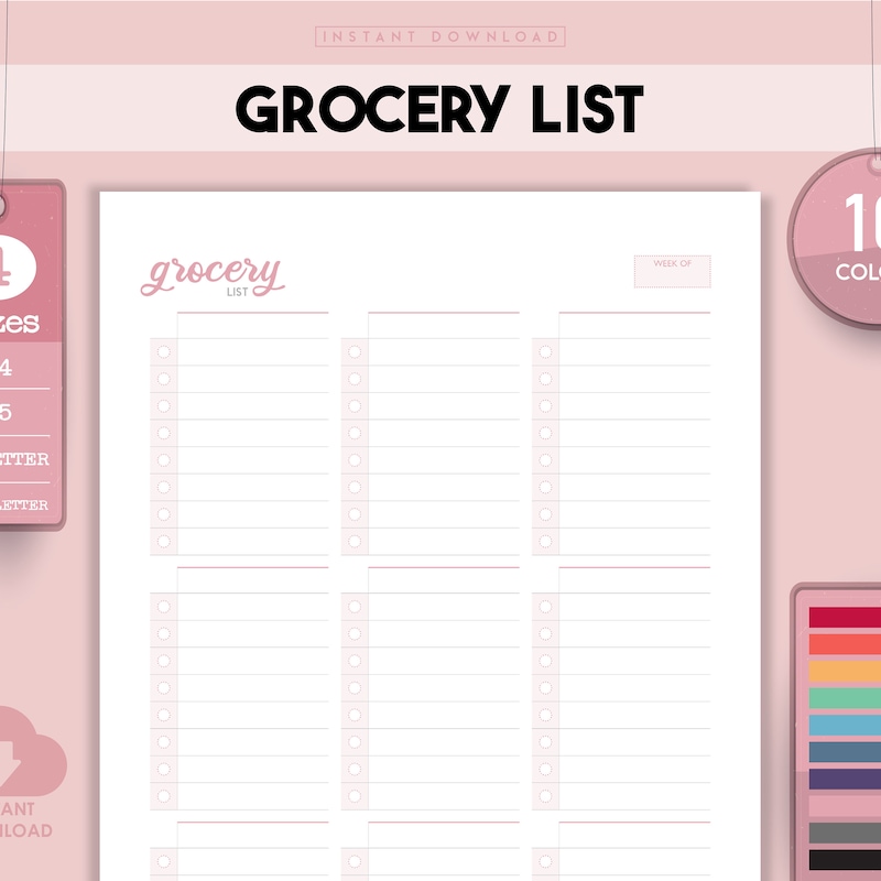 Grocery/meal Template Etsy Grocery/meal Template Etsy
