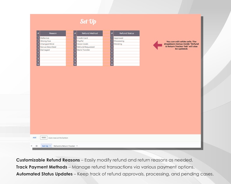 Refund & Return Tracker Template - Automated Google Sheets Tool ...