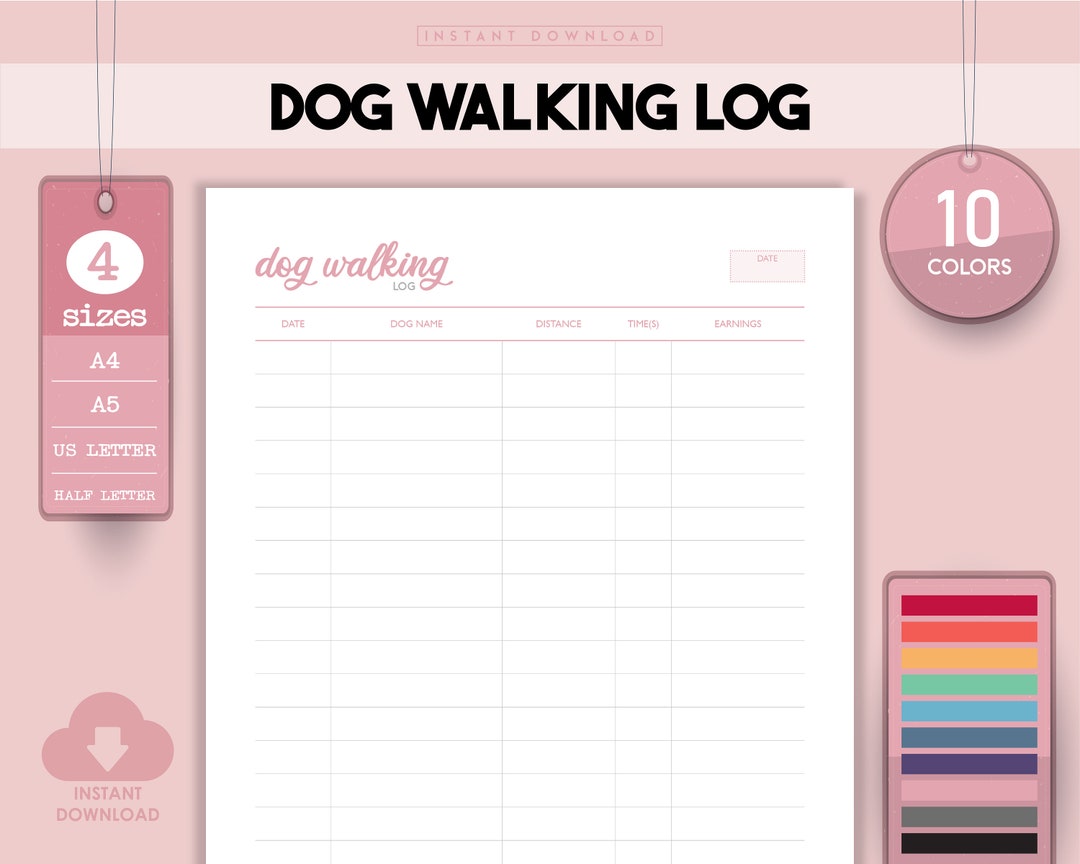 Dog Walking Template, Dog Walking Form, Pet Walking, Dog Walking, Pet