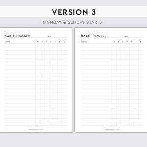 Weekly Habit Tracker Printable | 3 Versions Routine Planner & Goal ...