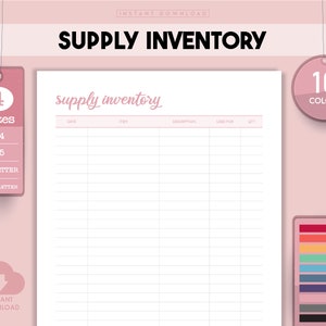 Supply Inventory, Inventory Tracker, Product Inventory, Inventory Management, Inventory Template, Inventory Sheet, Editable Inventory