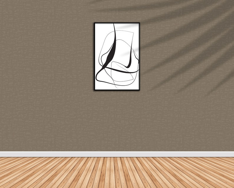 Set of 3 Wall Art Black And White Art Mid Century Art Living Etsy