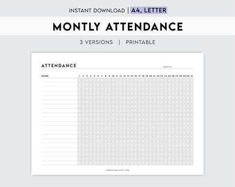 Monthly Attendance Tracker | Employee Shift Planner Work Schedule Organizer for Team Management & HR Efficiency