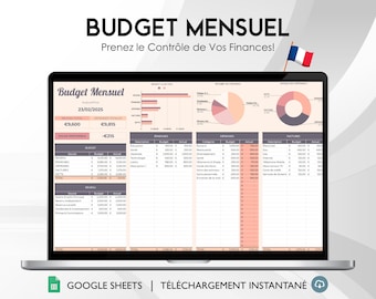 Modèle de budget mensuel | Google Sheets Finance Tracker (téléchargement numérique)