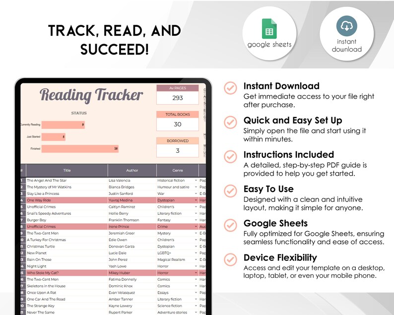 Reading Plan Spreadsheet Example Reading Tracker Spreadsheet | Book Log | Reading Goal Planner - Etsy