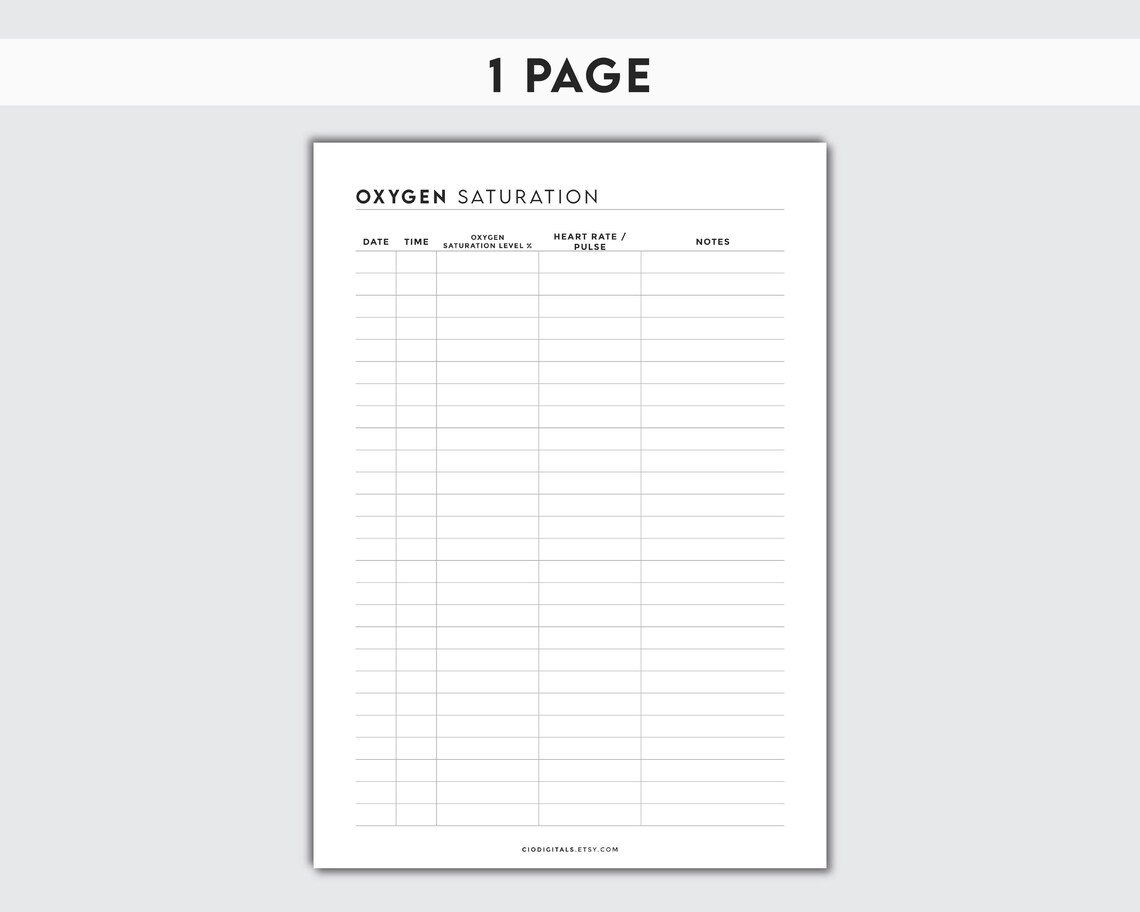 O2 Sat Log Oxygen Saturation Tracker | Pulse Monitor & Health Log for Vital Signs ...