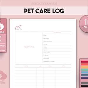 Pet Care Planner, Pet Sitting Forms, Pet Sitter Notes, Puppy Organizer, Pet Care Binder, Pet Health Record, Dog Organizer, Pet Planner, Pet