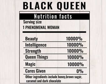 Black Queen svg, Black woman svg – Black girl nutrition facts SVG – png, dxf, svg para cricut silhouette svg - melanin svg Black Girl Magic