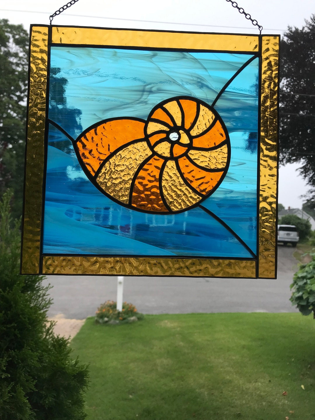 Stained Glass Nautilus Shell Panel - Etsy