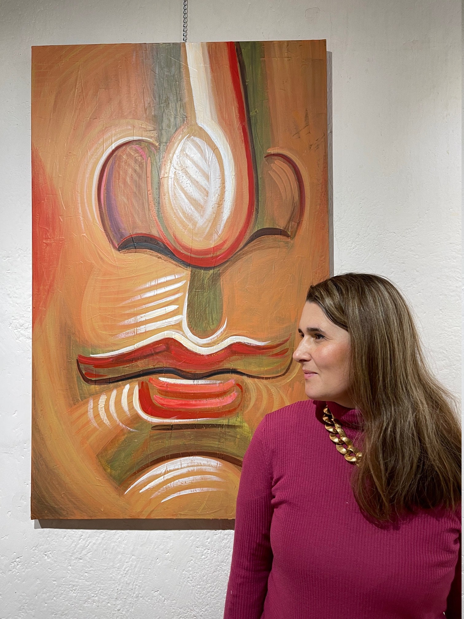 Lèvres Iconographie Peinture à La Main Icon Détail Toile Acrylique Contemporain