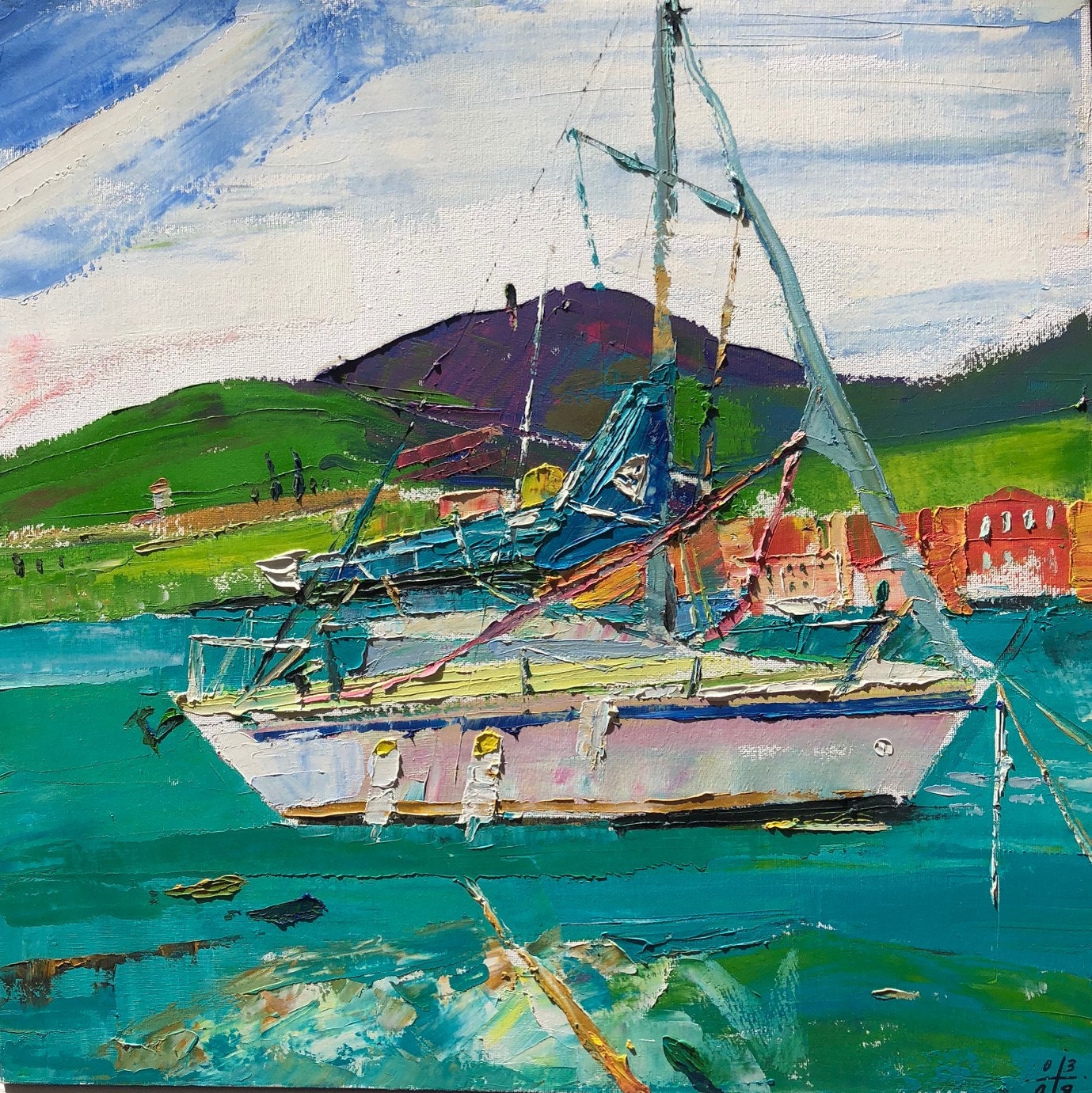 Paysage Marin à Port-Vendres -Huile Originale sur Toile