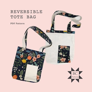 Reversible Tote Bag PDF Sewing Pattern, Size Medium