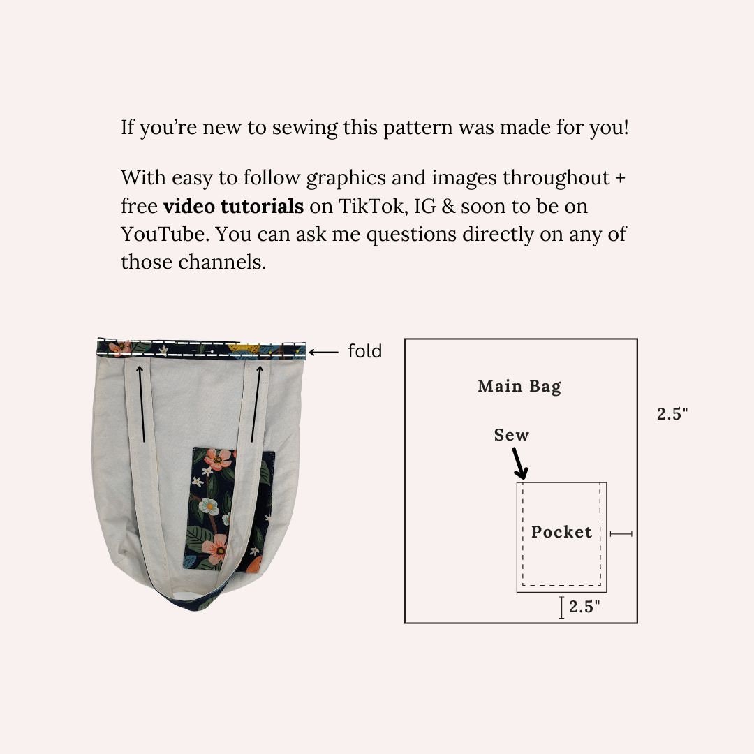 Reversible Tote Bag PDF Sewing Pattern, Size Medium - Etsy