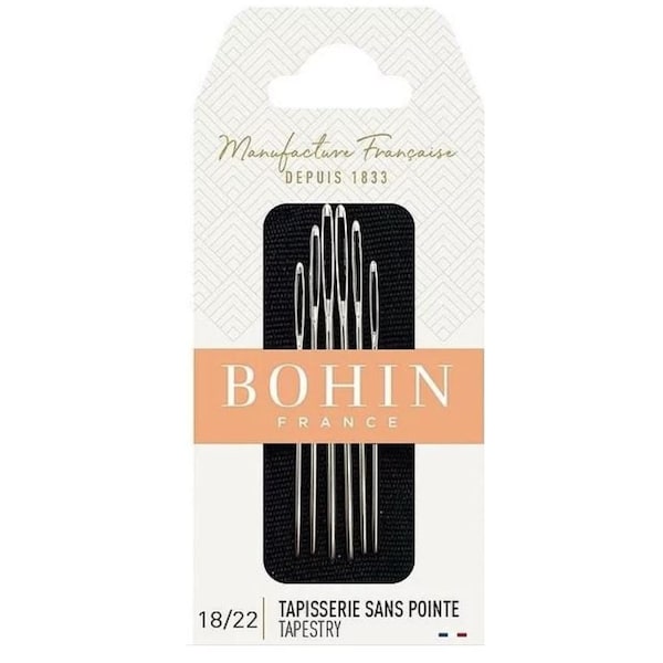 Bohin Tapestry and Cross stitch Needles assorted sizes 18/22 | 6 Sewing Needles