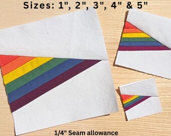 Pride Flag Quilt Block, Foundation Paper Piecing  Pattern FPP, Rainbow Colors (PDF Download)