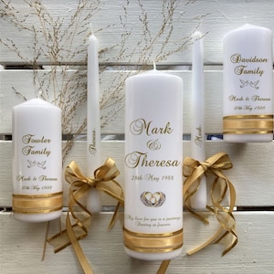Wedding Personalised Unity Candle Set, Wedding Personalised Candles, Personalised Candles,  Wedding Ceremony Personalised Candle Set of 5