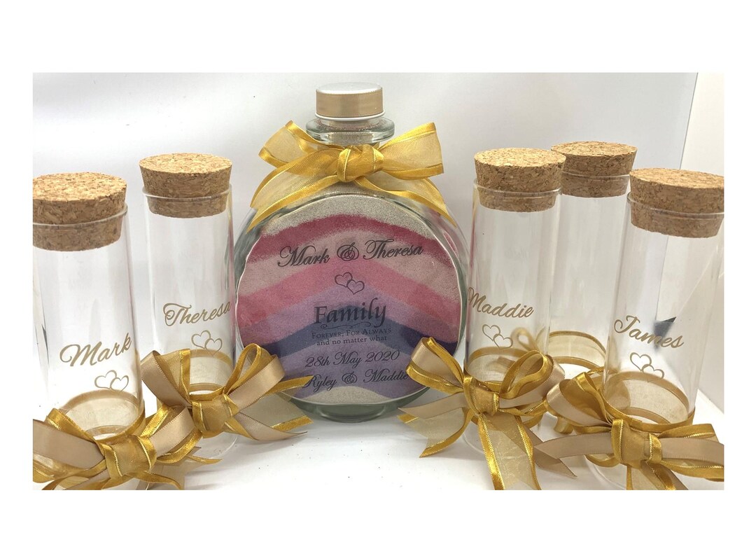 Personalized Wedding Sand Ceremony Set, Round Unity Sand Set, 5 Piece ...