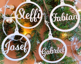 Personalisierte Weihnachtskugel Holz, Weihnachtsschmuck mit Name, Weihnachtsgeschenk, Christbaumkugel, Weihnachten