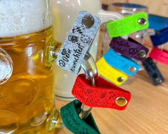 Personalisiertes Maßkrugband, Bierkrugmarkierer mit Wunschgravur und Farbauswahl - Das Highlight für Volksfeste, Dult und das Oktoberfest!