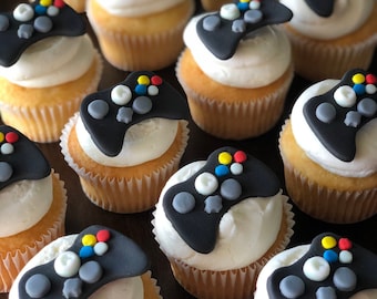 Game Controller (Black) Inspired Fondant Cupcake Toppers