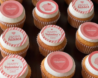Happy Valentine's Day Cupcake Cookie Toppers Edible Images Icing Sheets