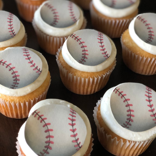 Baseball Cupcake Toppers Etsy