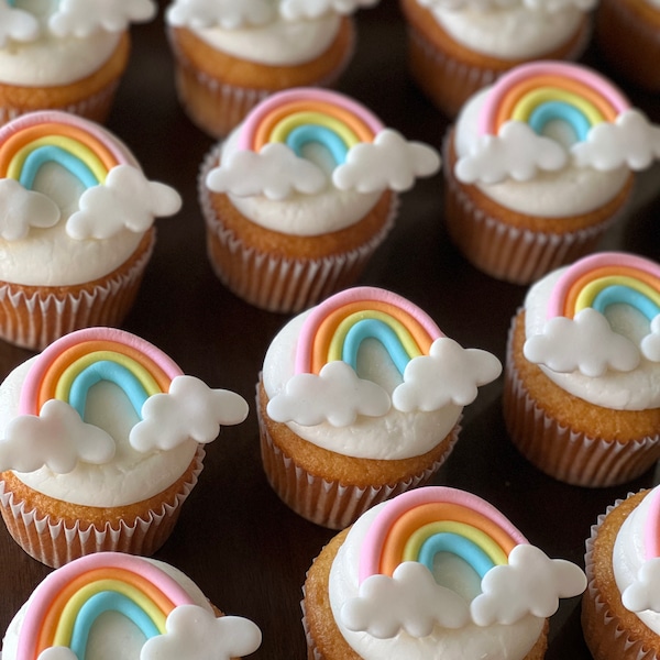Rainbow Fondant Cupcake Toppers