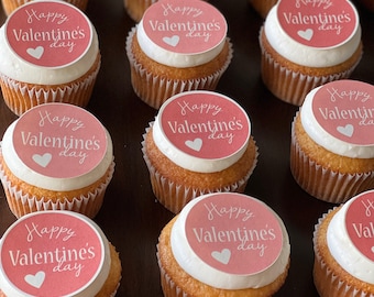 Happy Valentine's Day Cupcake Cookie Toppers Edible Images Icing Sheets